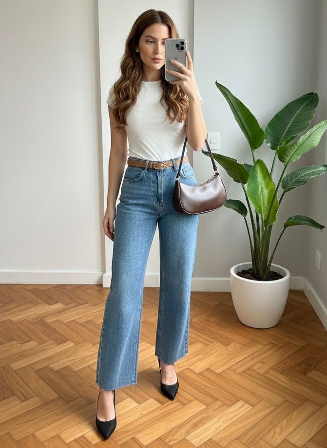 High-Waist Straight Jeans