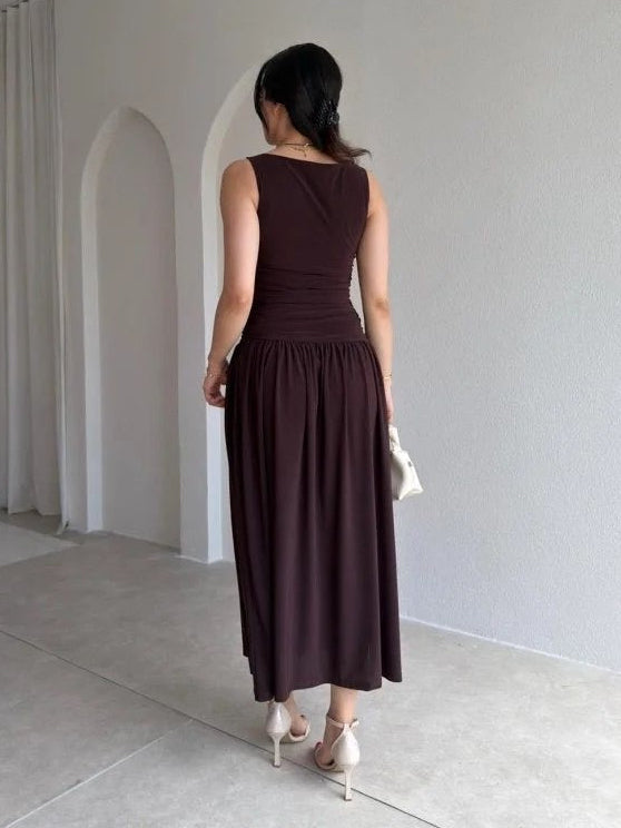 Velvet Brown Midi Dress