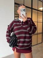 Striped Maroon Polo Sweater