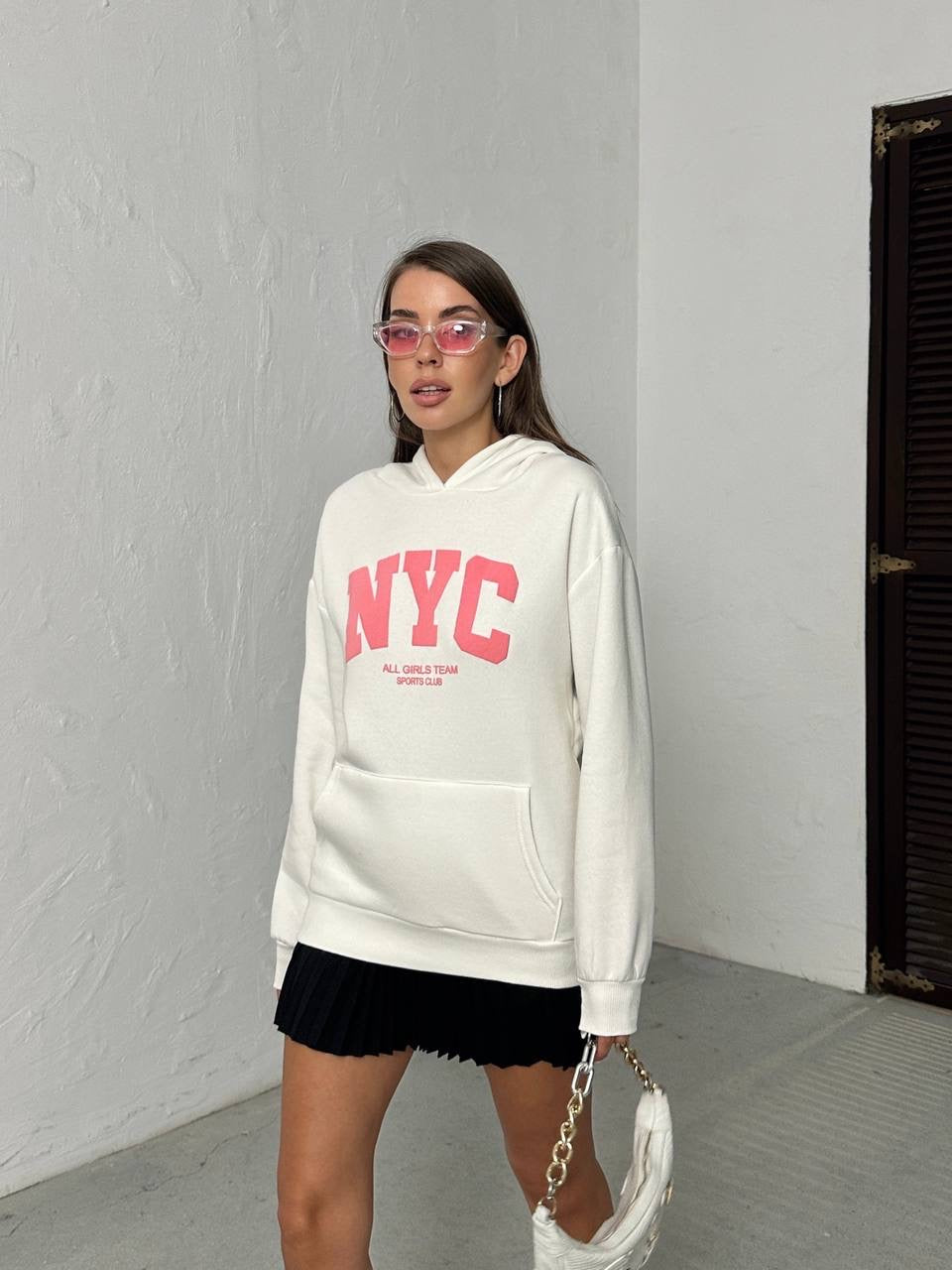 White New York Hoodie