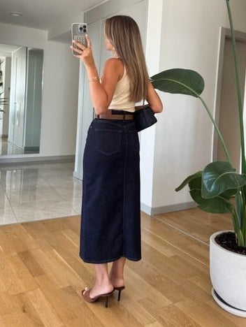 Classic Dark Denim Midi Jeans