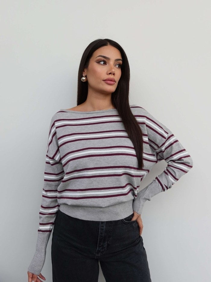 Burgundy Striped Top