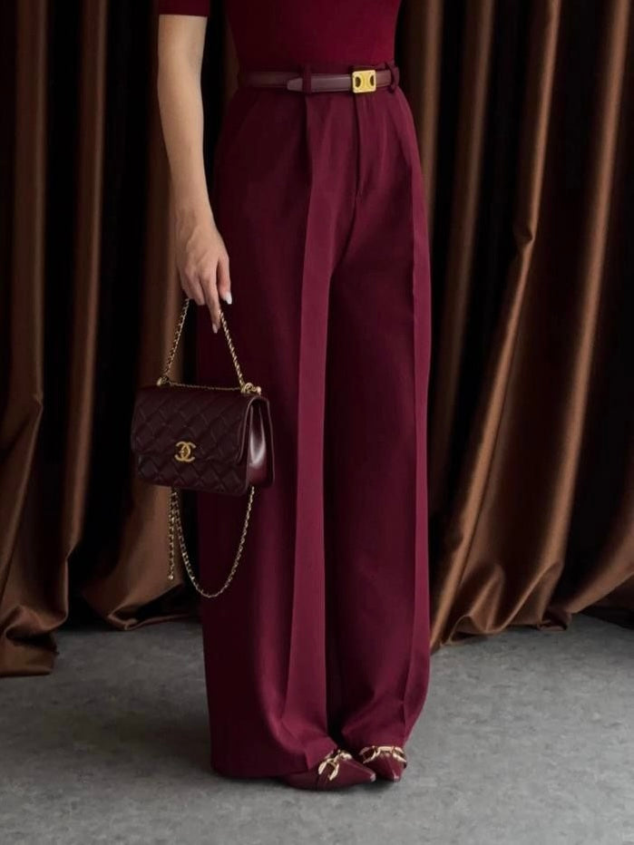 Formal Burgundy Fabric Pants