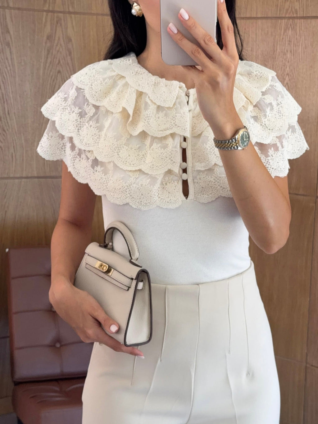 Lace Layered Collar Knit Top