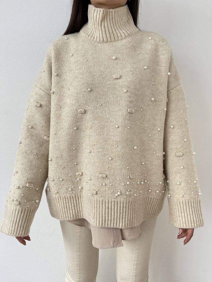 Cream Pearl Knit Sweater