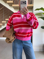 Striped Polo Knit Sweater