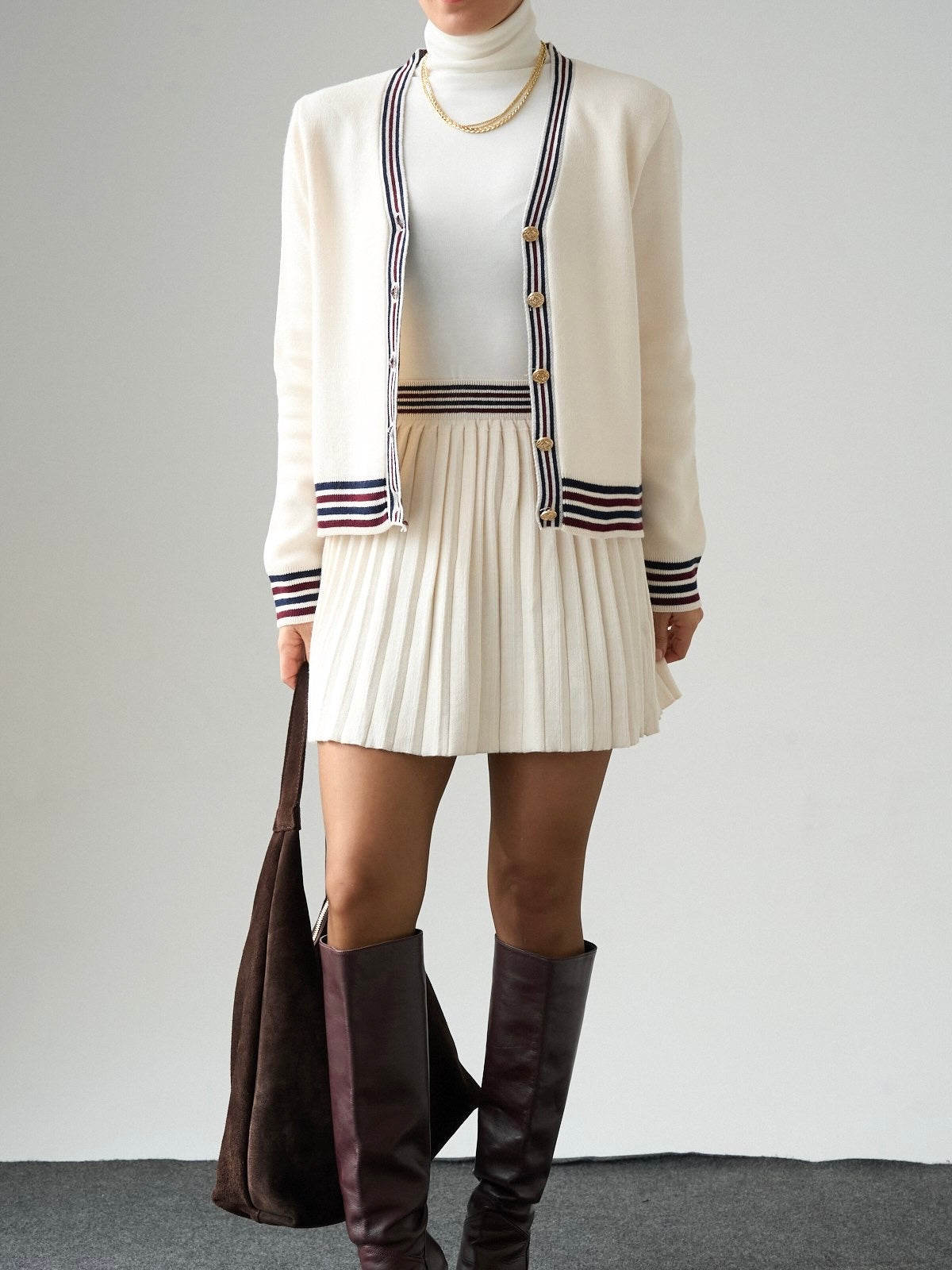 Beige Classic Stripe Cardigan