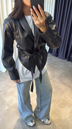 Black Belted Leather Jacket