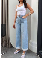 Lace Hem Wide Leg Jeans