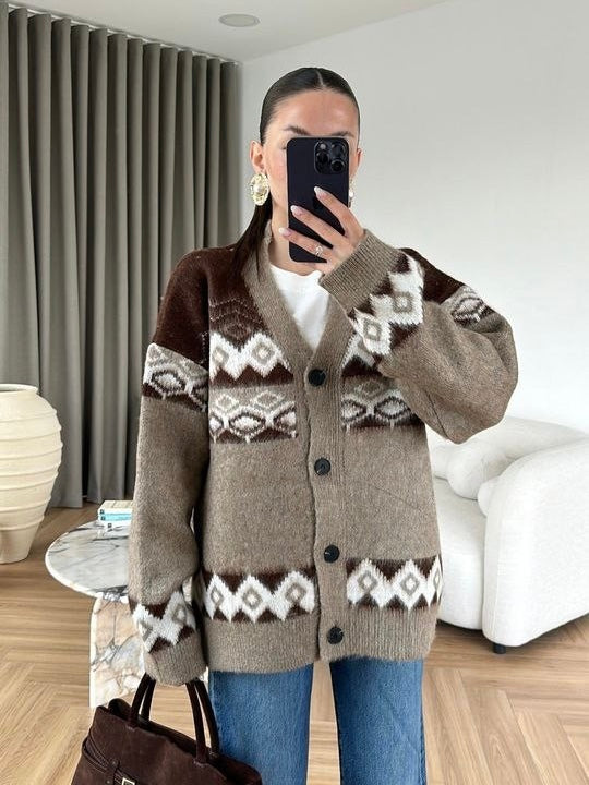 Brown Oversized Cardigan