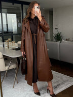 Brown Leather Trench Coat