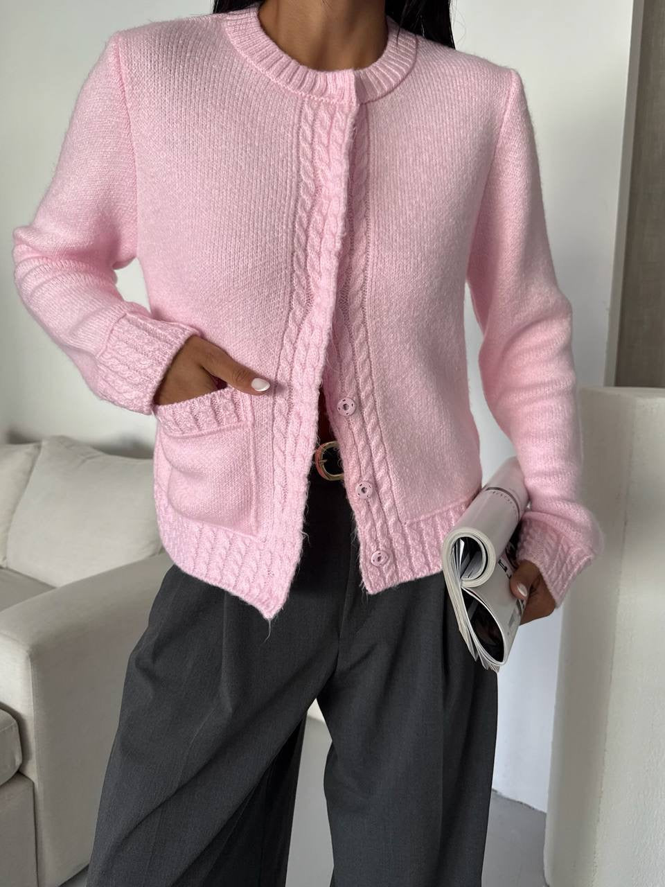 Pink Knit Cardigan