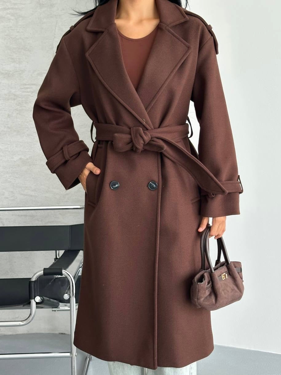 Brown Belted Winter Coat