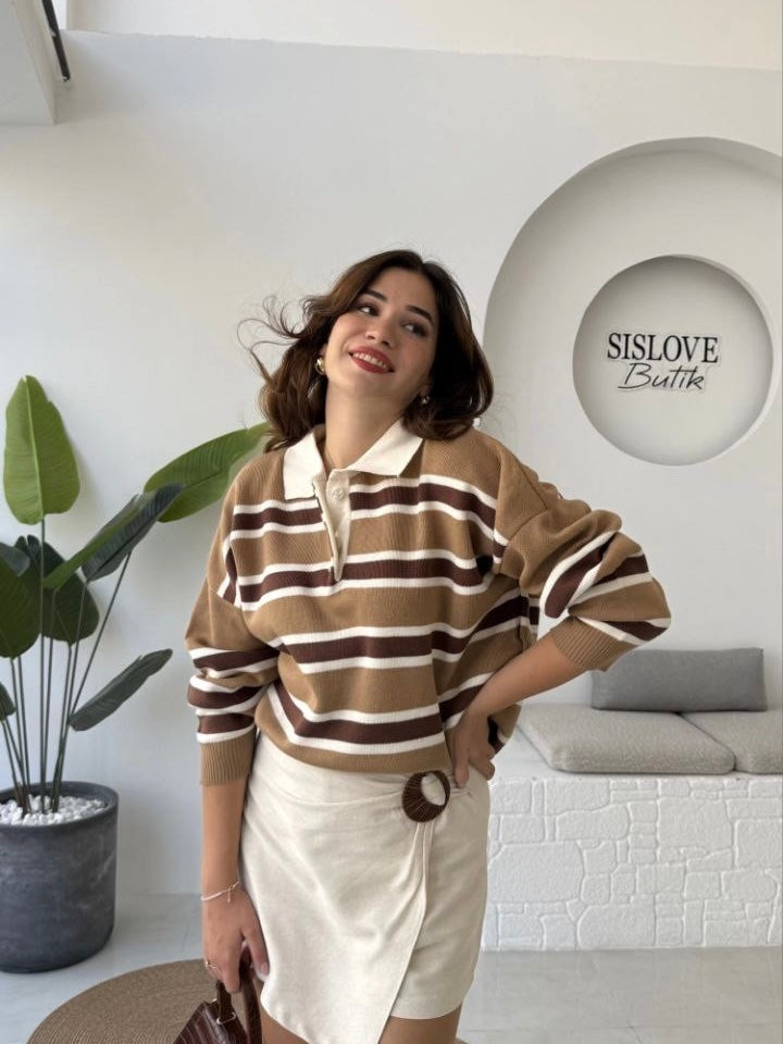 Striped Brown Blouse