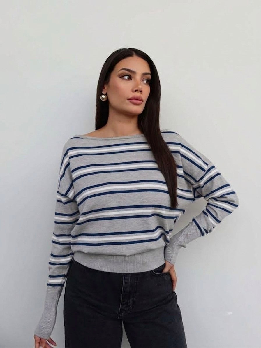 Navy Striped Top
