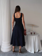 Navy Denim Midi Dress