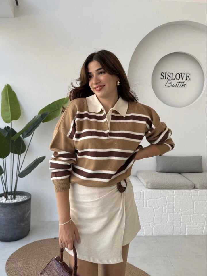 Striped Brown Blouse