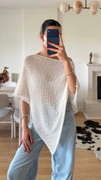 Beige Poncho Top