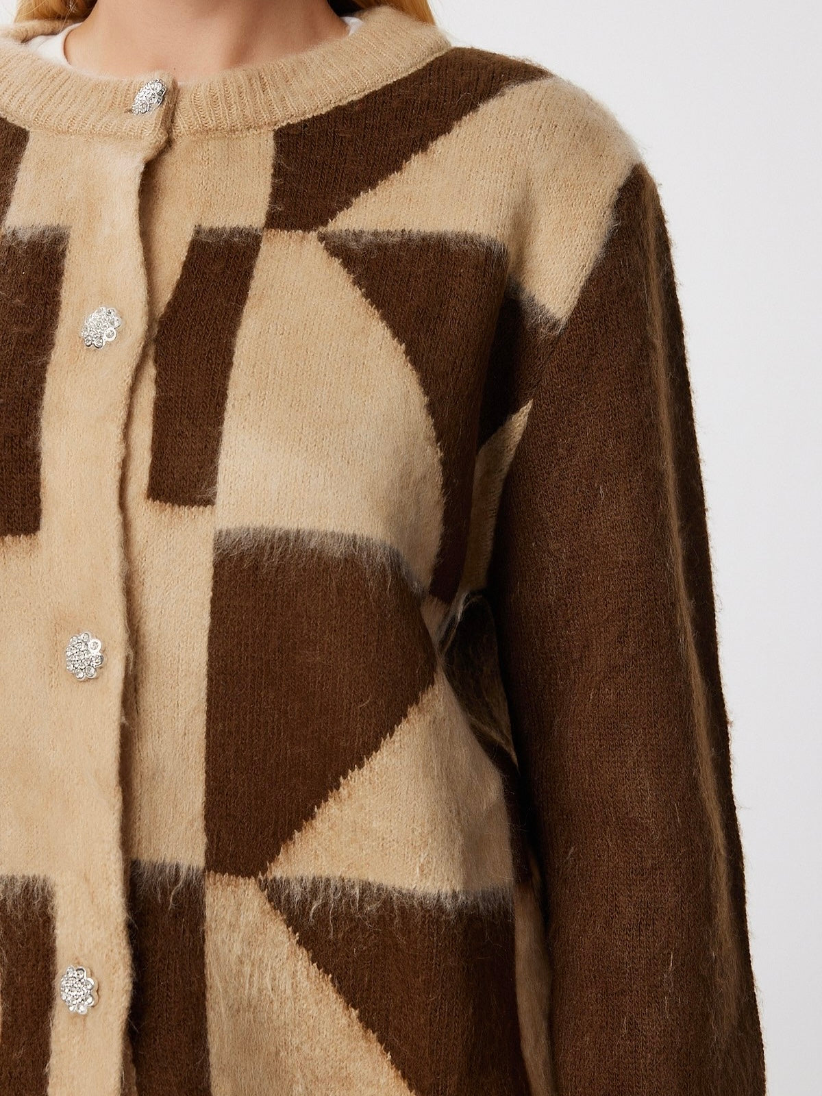 Beige & Brown Cardigan