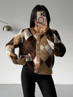 Brown Argyle Cardigan