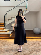 Elegant Drape Midi Dress