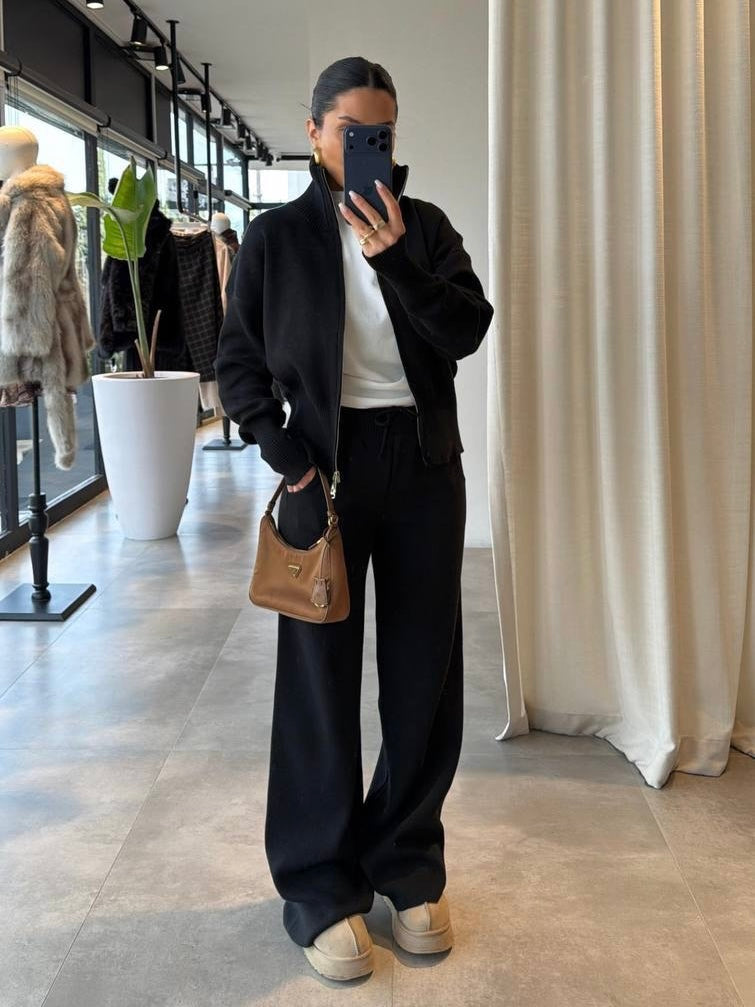 Black Bomber Two-Piece Set