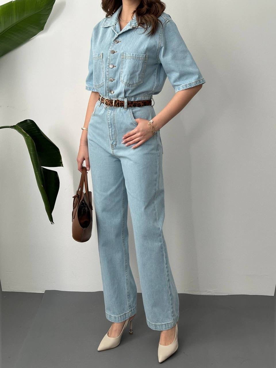 Chic Blue Denim Jumpsuit