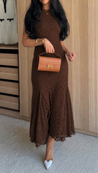 ZARA Brown Lace Maxi Dress
