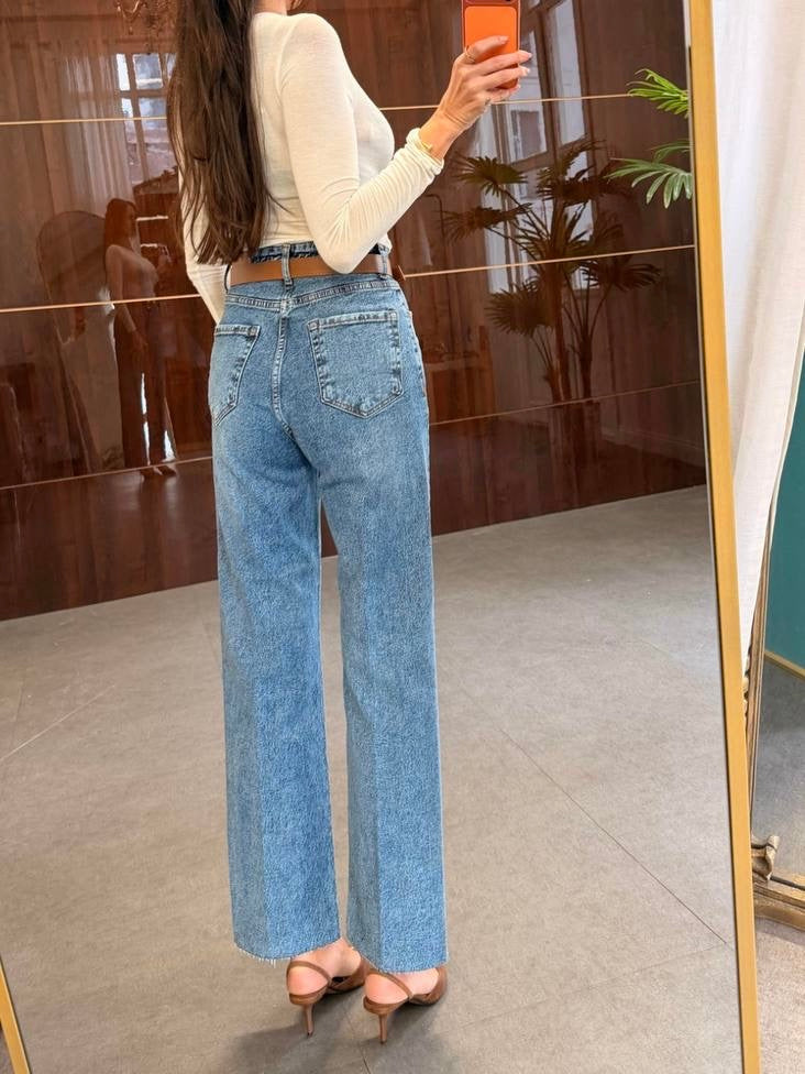 High Waist Straight Jeans
