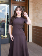 Elegant Brown Midi Dress