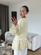Luna Embroidered Peplum Blouse