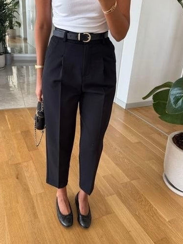 Black High-Waist Tailored Pants