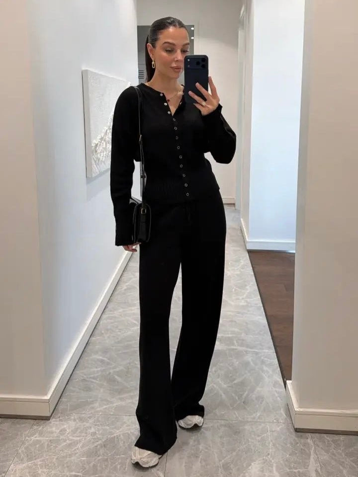Elegant Black Wool Set
