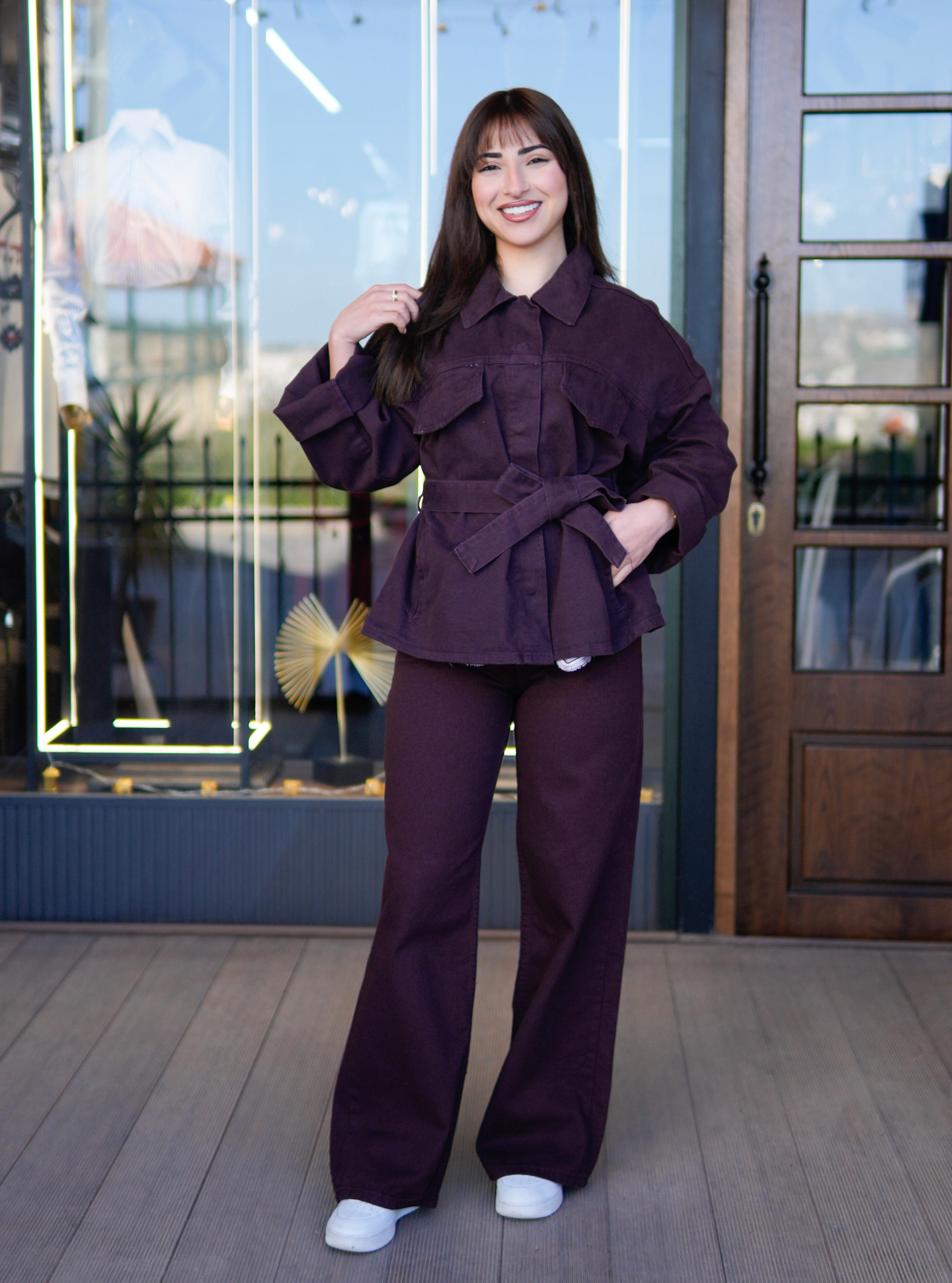 Burgundy Denim Set