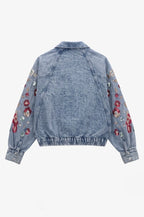 Embroidered Floral Denim Blazer