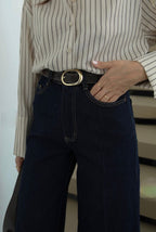 ZARA High-Waist Wide Leg Navy Jeans