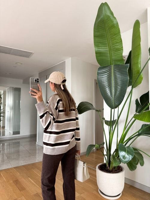 Striped Knit Polo Sweater