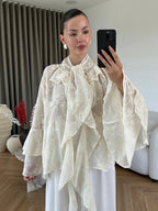 Embroidered Tie Blouse