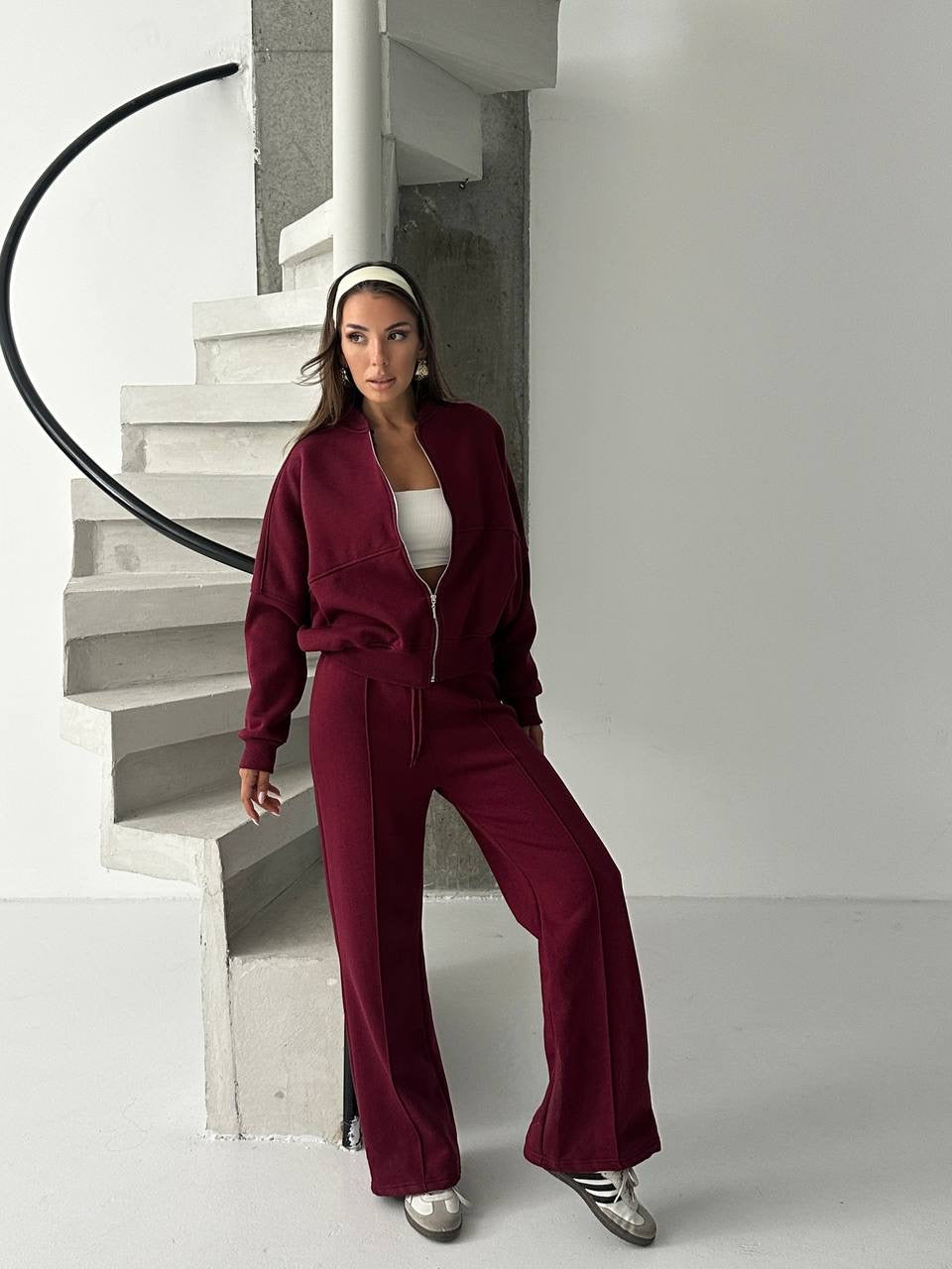 Burgundy Zip-Up Tracksuit