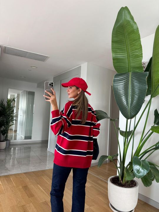 Classic Striped Polo Sweater