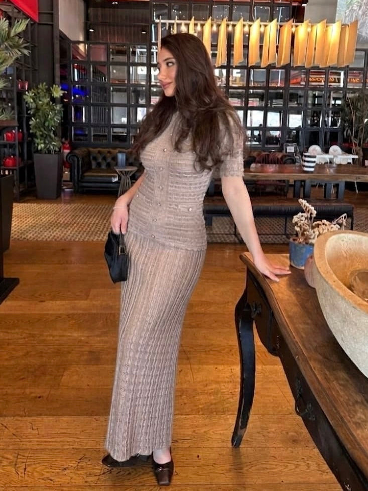 Sandro Tweed Maxi Dress