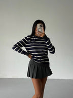 Navy Striped Blouse