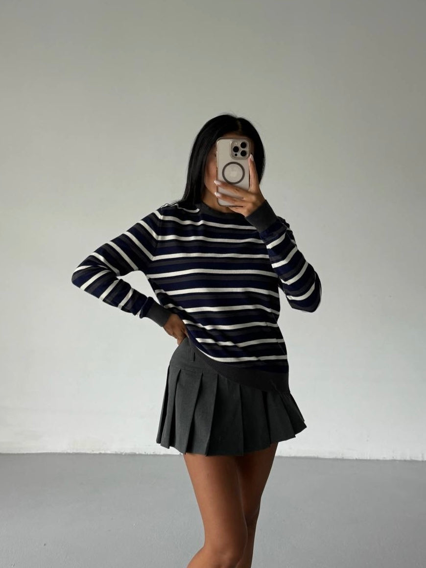 Navy Striped Blouse