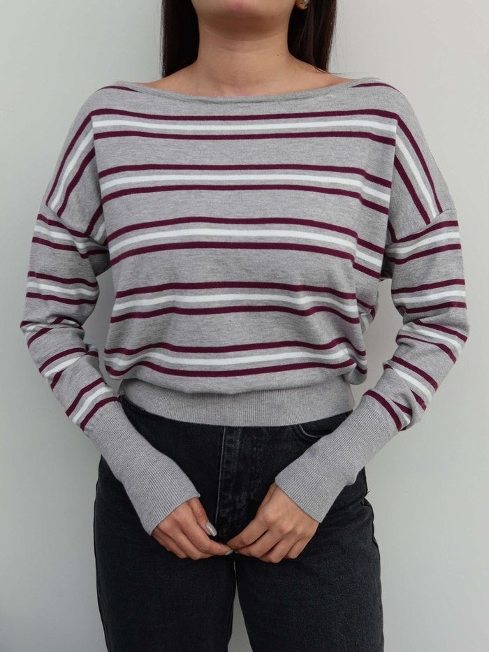 Burgundy Striped Top