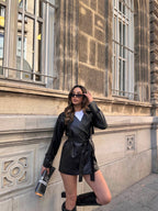 Belted Leather Look Coat