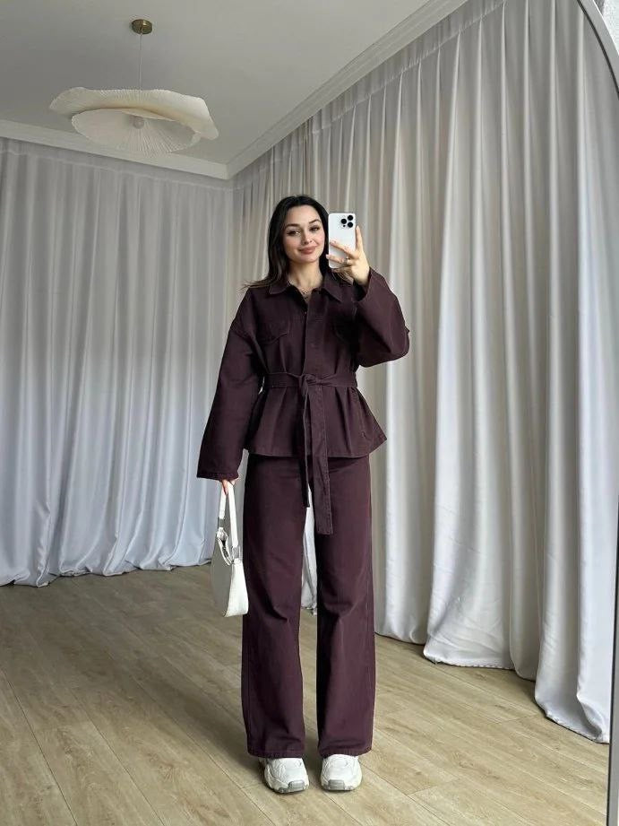 Burgundy Denim Set