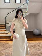 Asymmetric Draped Midi Dress