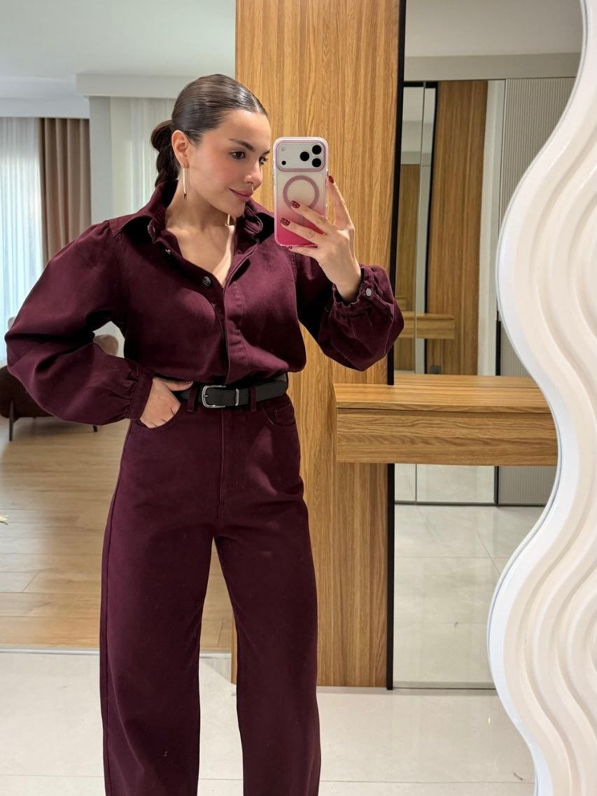 Straight-Leg Denim Jumpsuit