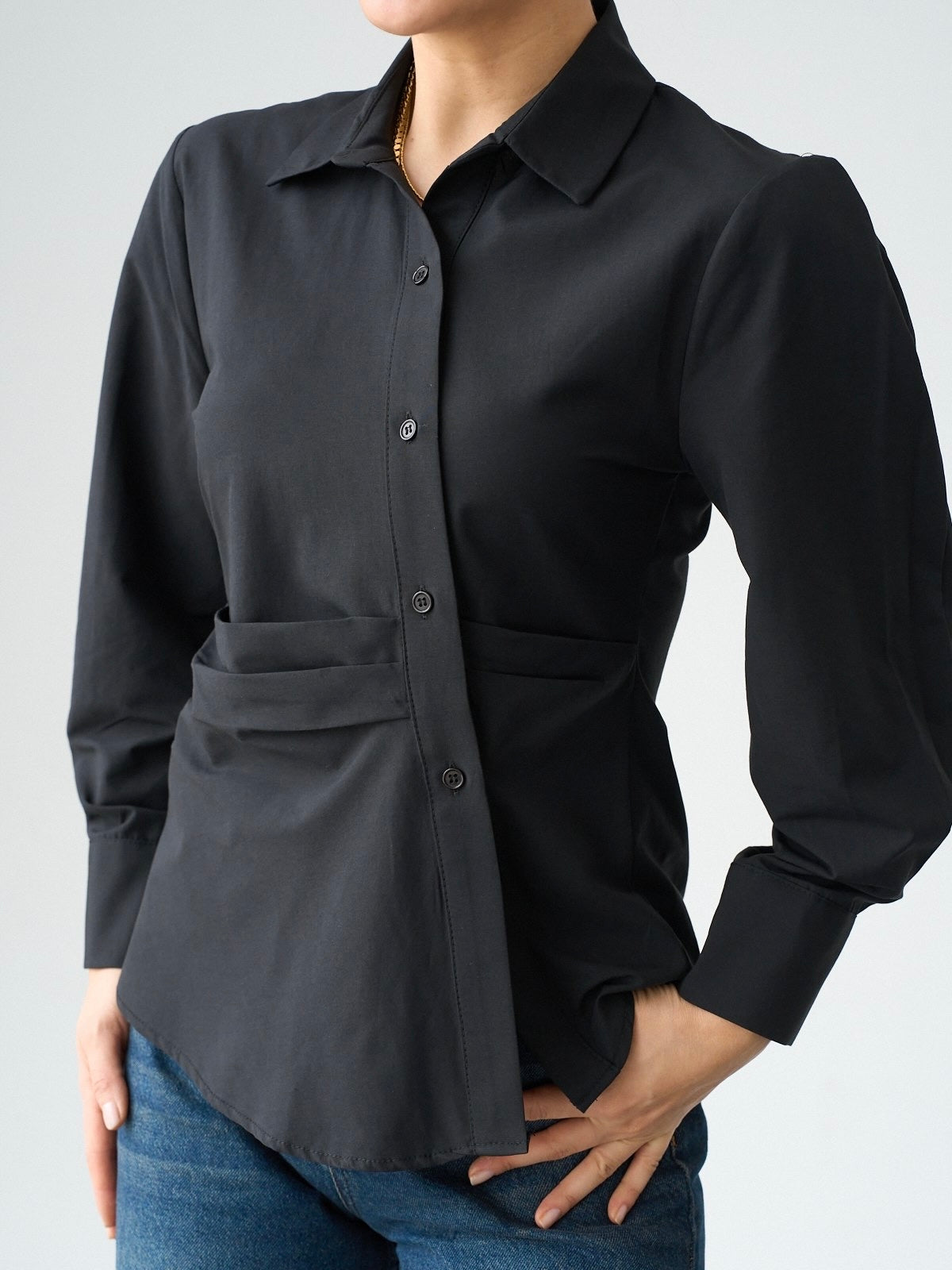 Black Waist Detail Shirt