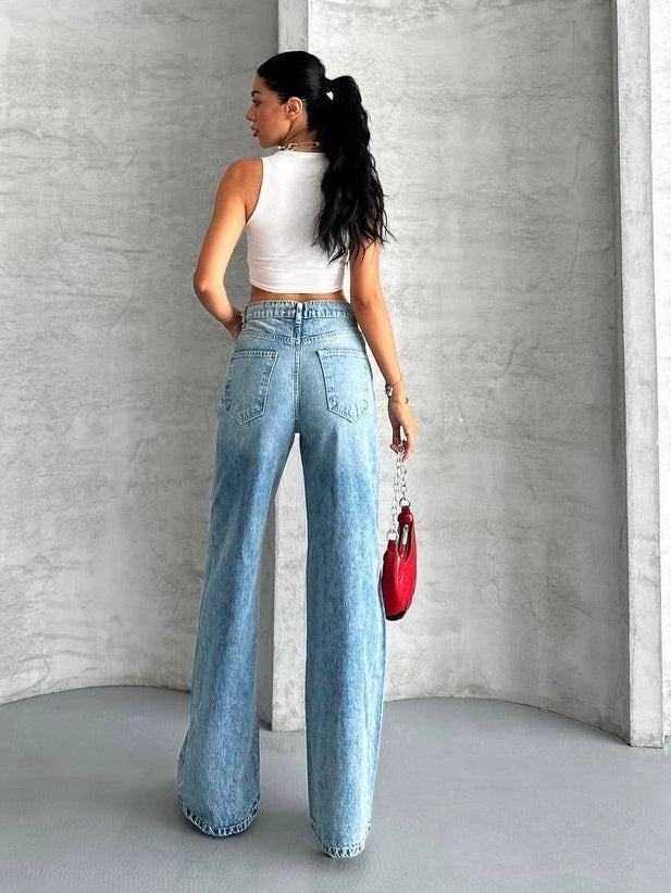High Waist Straight Leg Jeans
